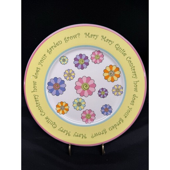 Set of 4 Mary Mary Quite Contrary Gorham 8”Dessert lunch Plates pastel colors - Picture 3 of 8